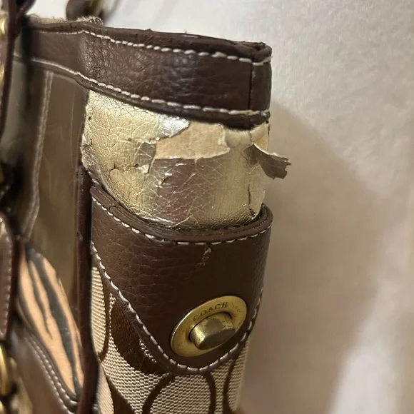 Coach copy Y2K Patchwork Tote Bag - Brown, Pink, Gold - Picture 8 of 10